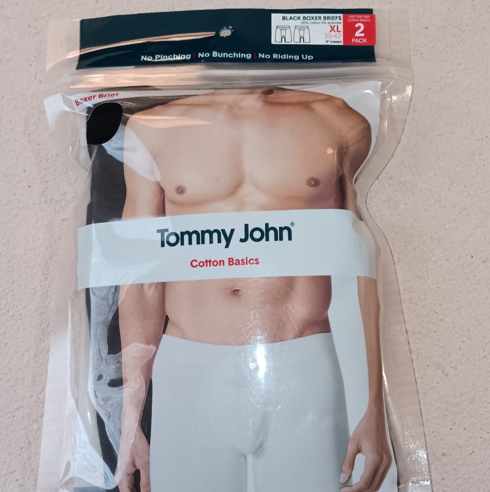 Tommy John Cotton Basics Black XL Boxer Briefs - 2 Pack 9in Inseam